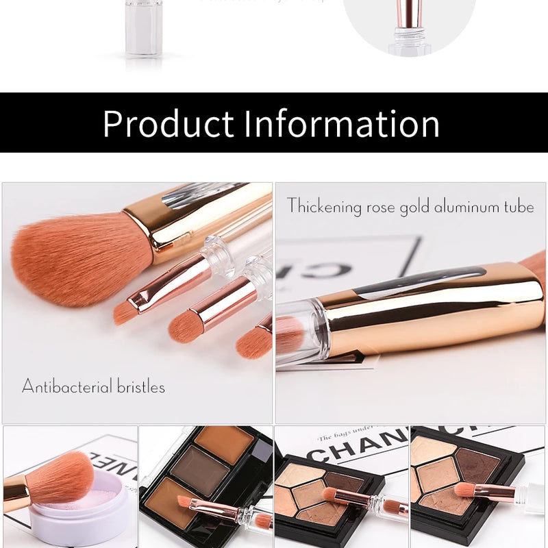 Zoreya Pincel de maquiagem portátil 3 em 1, Esponja angular, Sobrancelha, Sombra, Pó, Pincéis Cosméticos