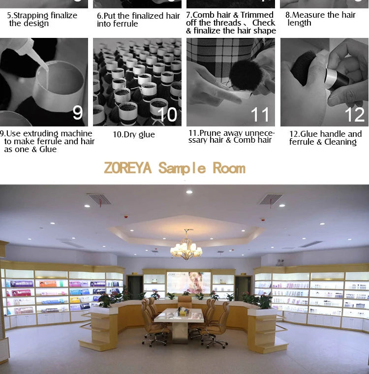 Zoreya Pincel de maquiagem portátil 3 em 1, Esponja angular, Sobrancelha, Sombra, Pó, Pincéis Cosméticos