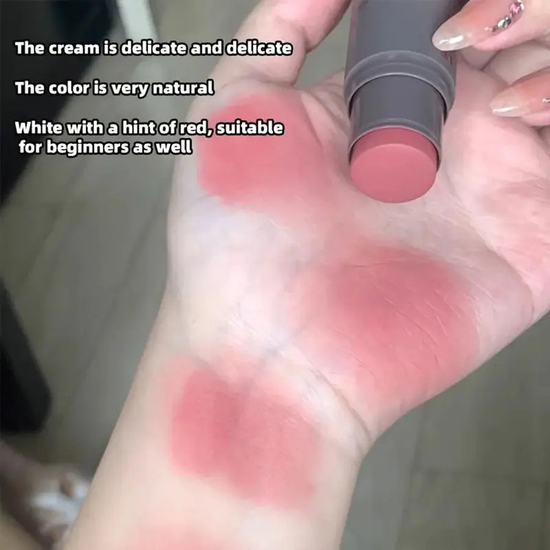 Blush em bastão com duas pontas expansivas, cor natural, longa duração, maquiagem fosca, monocromática, cremoso, blush em bastão