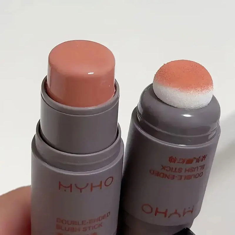 Blush em bastão com duas pontas expansivas, cor natural, longa duração, maquiagem fosca, monocromática, cremoso, blush em bastão