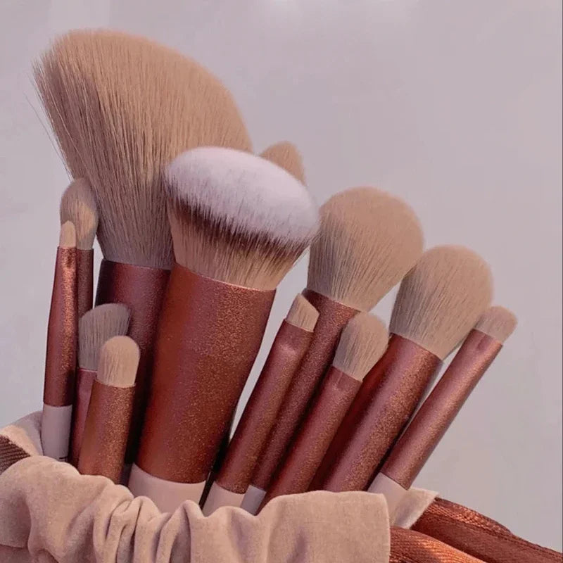 Conjunto de 13 pincéis de maquiagem macios e fofos para cosméticos, base, blush, pó, sombra, pincel de maquiagem para misturar, ferramenta de beleza