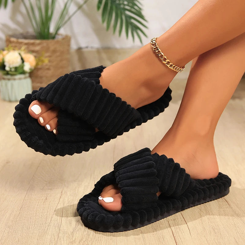 Chinelos para Mulheres Veludo, lindo e confortável após um dia de trabalho.