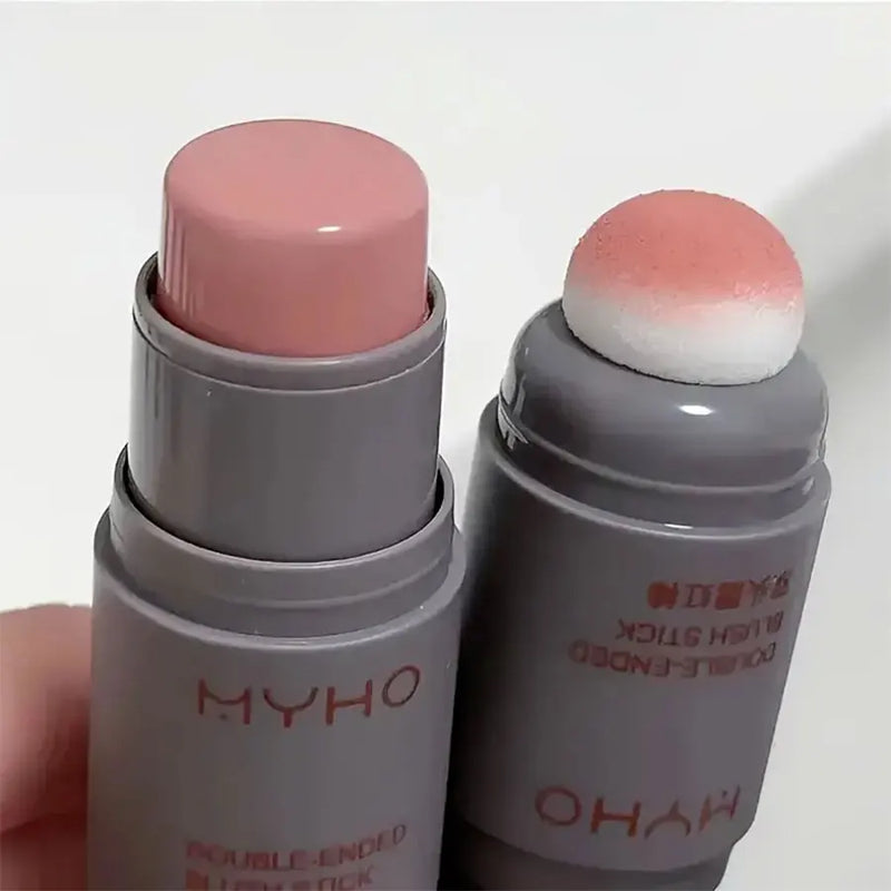 Blush em bastão com duas pontas expansivas, cor natural, longa duração, maquiagem fosca, monocromática, cremoso, blush em bastão