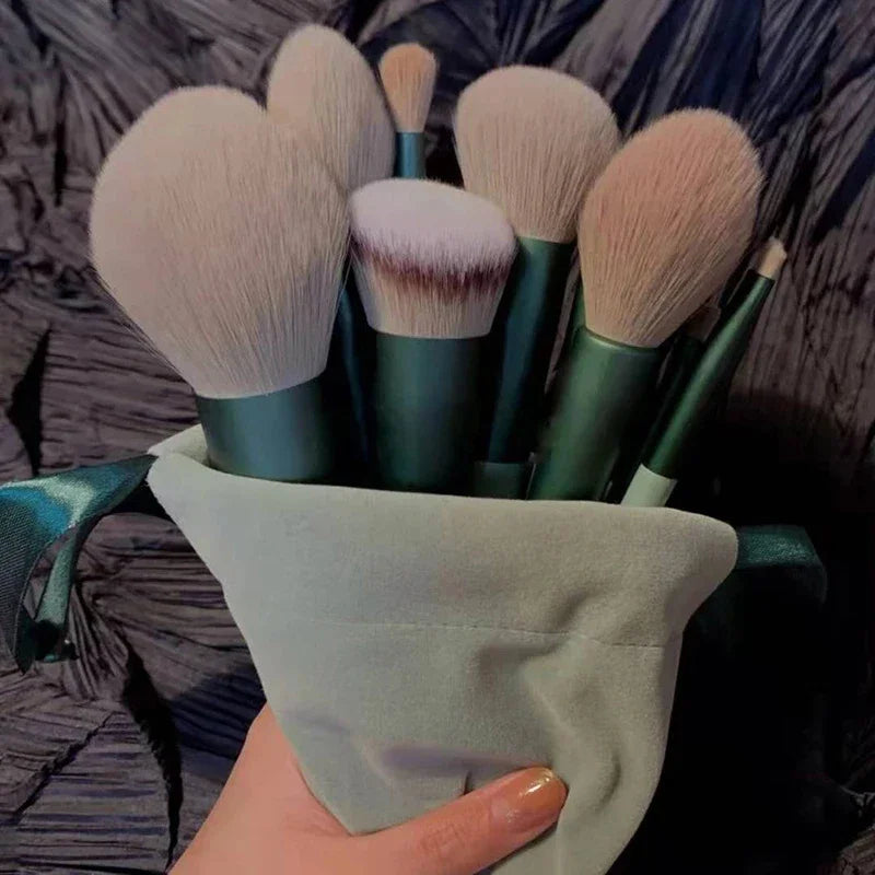 Conjunto de 13 pincéis de maquiagem macios e fofos para cosméticos, base, blush, pó, sombra, pincel de maquiagem para misturar, ferramenta de beleza