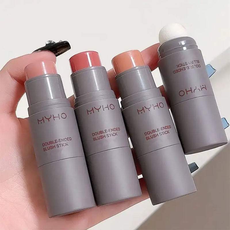 Blush em bastão com duas pontas expansivas, cor natural, longa duração, maquiagem fosca, monocromática, cremoso, blush em bastão
