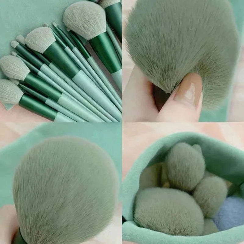 Conjunto de 13 pincéis de maquiagem macios e fofos para cosméticos, base, blush, pó, sombra, pincel de maquiagem para misturar, ferramenta de beleza